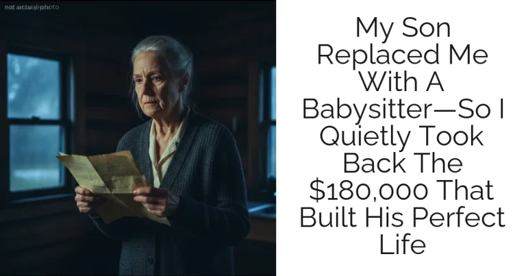 My Son Replaced Me With A Babysitter—So I Quietly Took Back The $180,000 That Built His Perfect Life
