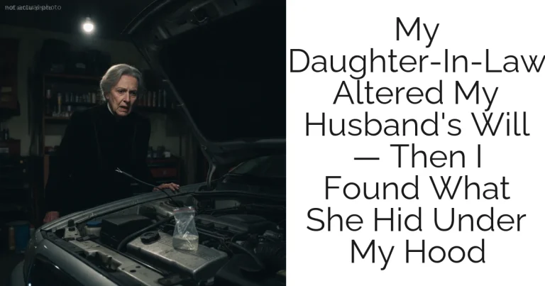 My Daughter-In-Law Altered My Husband's Will — Then I Found What She Hid Under My Hood