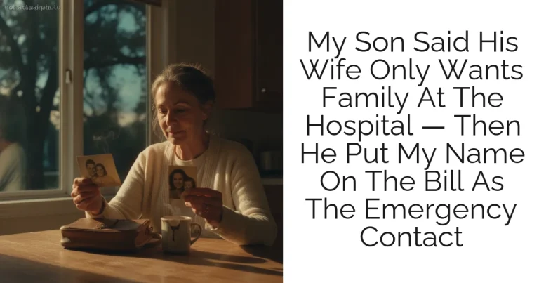 My Son Said His Wife Only Wants Family At The Hospital — Then He Put My Name On The Bill As The Emergency Contact