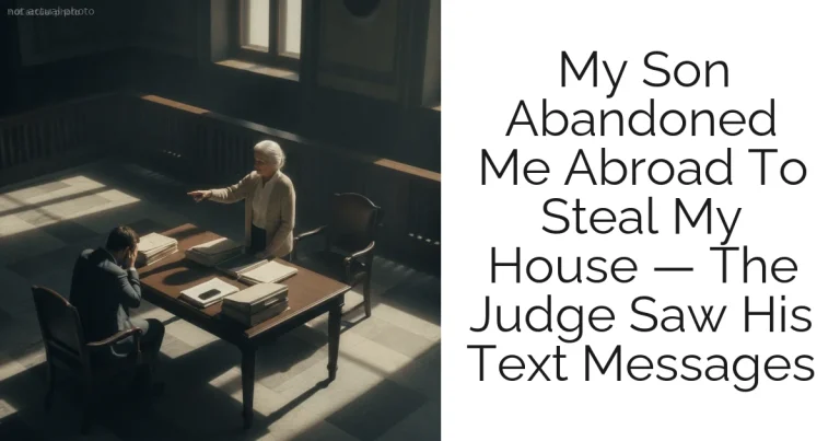 My Son Abandoned Me Abroad To Steal My House — The Judge Saw His Text Messages