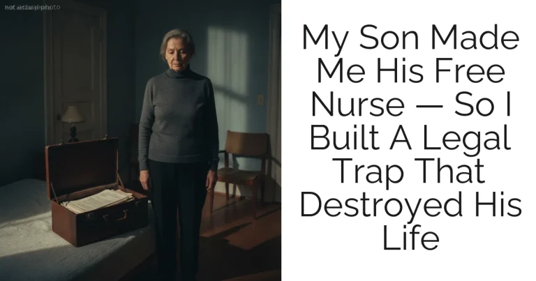 My Son Made Me His Free Nurse — So I Built A Legal Trap That Destroyed His Life