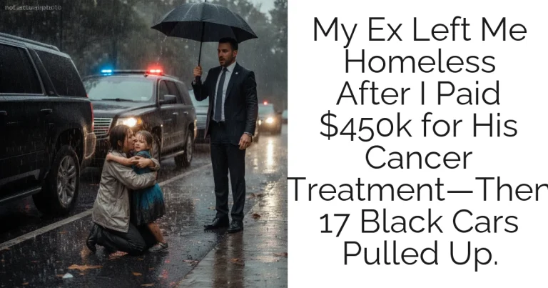 My Ex Left Me Homeless After I Paid $450k for His Cancer Treatment—Then 17 Black Cars Pulled Up.