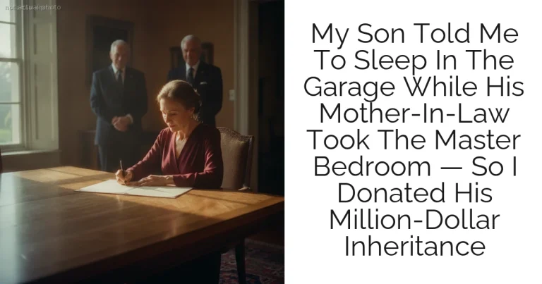 My Son Told Me To Sleep In The Garage While His Mother-In-Law Took The Master Bedroom — So I Donated His Million-Dollar Inheritance