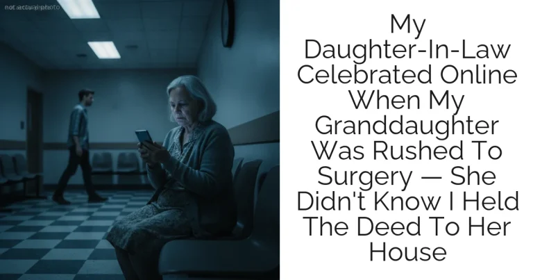 My Daughter-In-Law Celebrated Online When My Granddaughter Was Rushed To Surgery — She Didn't Know I Held The Deed To Her House
