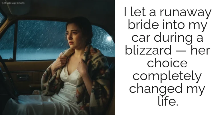 I let a runaway bride into my car during a blizzard — her choice completely changed my life.