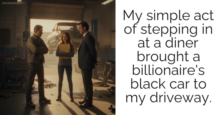 My simple act of stepping in at a diner brought a billionaire's black car to my driveway.