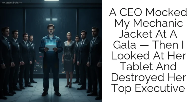 A CEO Mocked My Mechanic Jacket At A Gala — Then I Looked At Her Tablet And Destroyed Her Top Executive