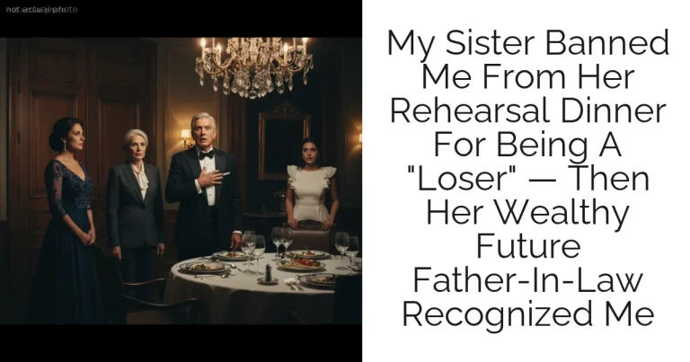 My Sister Banned Me From Her Rehearsal Dinner For Being A "Loser" — Then Her Wealthy Future Father-In-Law Recognized Me