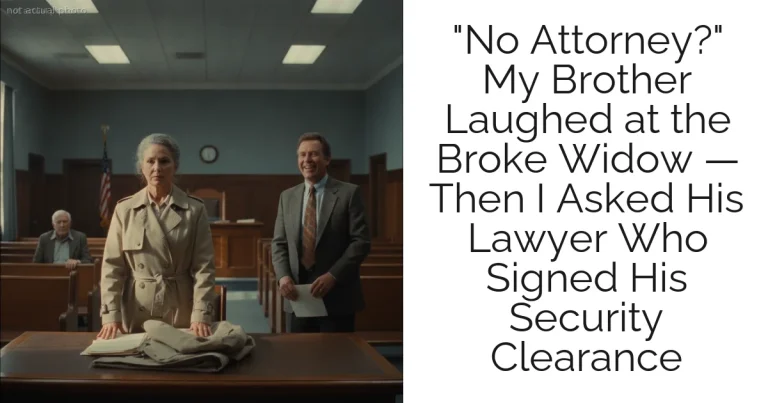 "No Attorney?" My Brother Laughed at the Broke Widow — Then I Asked His Lawyer Who Signed His Security Clearance