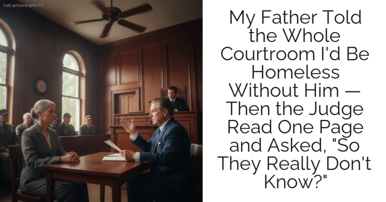 My Father Told the Whole Courtroom I'd Be Homeless Without Him — Then the Judge Read One Page and Asked, "So They Really Don't Know?"