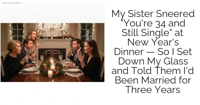 My Sister Sneered "You're 34 and Still Single" at New Year's Dinner — So I Set Down My Glass and Told Them I'd Been Married for Three Years