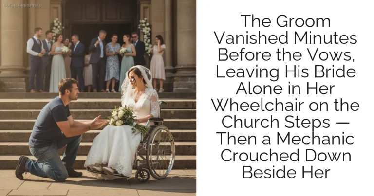 The Groom Vanished Minutes Before the Vows, Leaving His Bride Alone in Her Wheelchair on the Church Steps — Then a Mechanic Crouched Down Beside Her
