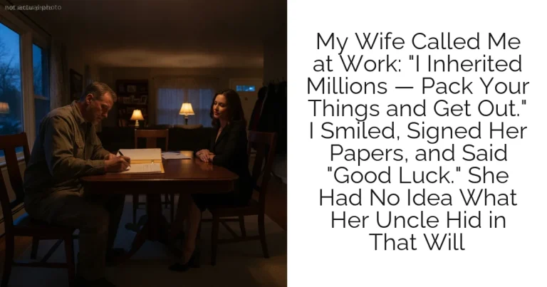 My Wife Called Me at Work: "I Inherited Millions — Pack Your Things and Get Out." I Smiled, Signed Her Papers, and Said "Good Luck." She Had No Idea What Her Uncle Hid in That Will
