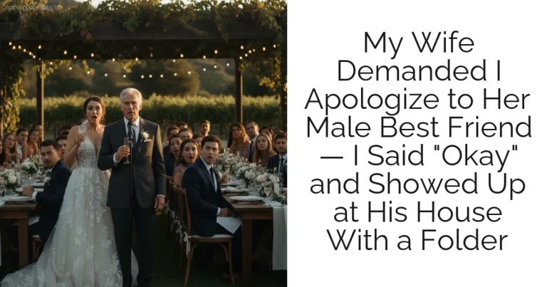 My Wife Demanded I Apologize to Her Male Best Friend — I Said "Okay" and Showed Up at His House With a Folder