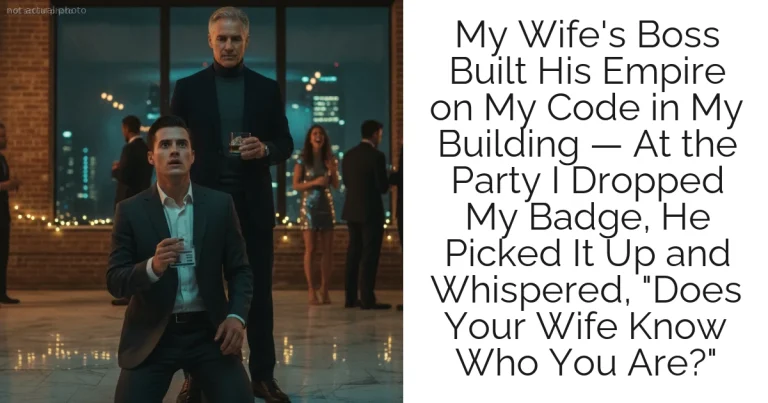 My Wife's Boss Built His Empire on My Code in My Building — At the Party I Dropped My Badge, He Picked It Up and Whispered, "Does Your Wife Know Who You Are?"