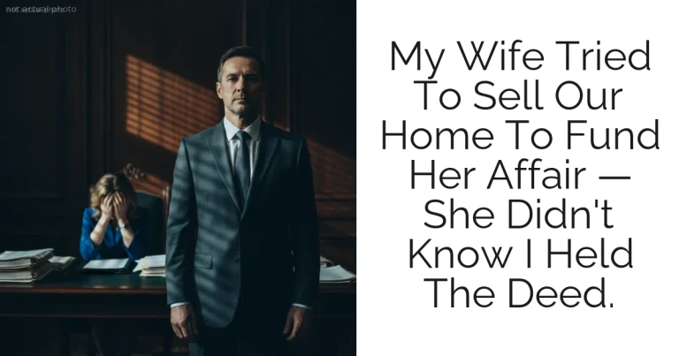 My Wife Tried To Sell Our Home To Fund Her Affair — She Didn't Know I Held The Deed.