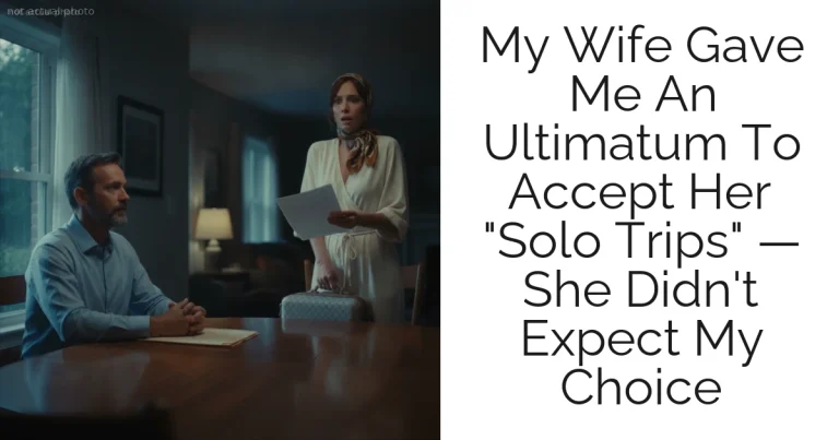 My Wife Gave Me An Ultimatum To Accept Her "Solo Trips" — She Didn't Expect My Choice