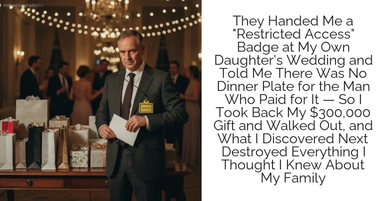 They Handed Me a "Restricted Access" Badge at My Own Daughter's Wedding and Told Me There Was No Dinner Plate for the Man Who Paid for It — So I Took Back My $300,000 Gift and Walked Out, and What I Discovered Next Destroyed Everything I Thought I Knew About My Family