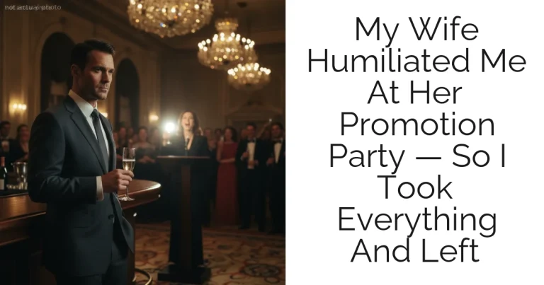My Wife Humiliated Me At Her Promotion Party — So I Took Everything And Left