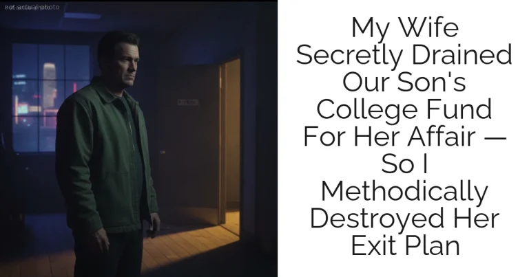 My Wife Secretly Drained Our Son's College Fund For Her Affair — So I Methodically Destroyed Her Exit Plan