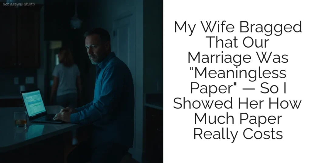 My Wife Bragged That Our Marriage Was "Meaningless Paper" — So I Showed Her How Much Paper Really Costs