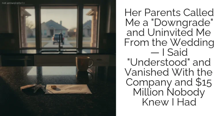 Her Parents Called Me a "Downgrade" and Uninvited Me From the Wedding — I Said "Understood" and Vanished With the Company and $15 Million Nobody Knew I Had