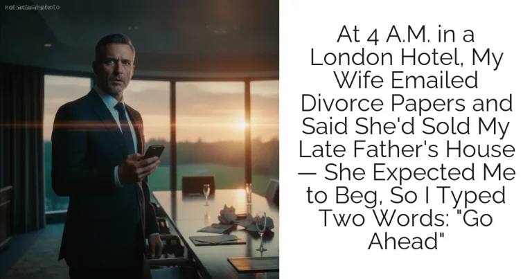 At 4 A.M. in a London Hotel, My Wife Emailed Divorce Papers and Said She'd Sold My Late Father's House — She Expected Me to Beg, So I Typed Two Words: "Go Ahead"