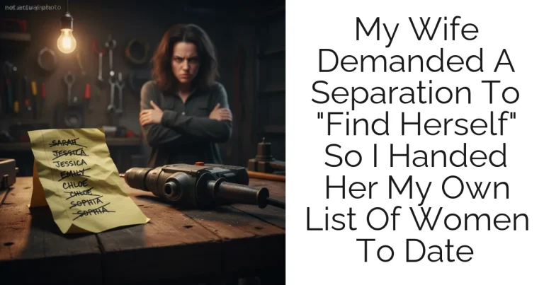 My Wife Demanded A Separation To "Find Herself" So I Handed Her My Own List Of Women To Date