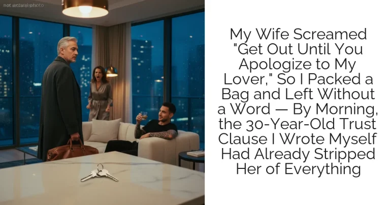 My Wife Screamed "Get Out Until You Apologize to My Lover," So I Packed a Bag and Left Without a Word — By Morning, the 30-Year-Old Trust Clause I Wrote Myself Had Already Stripped Her of Everything
