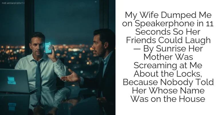 My Wife Dumped Me on Speakerphone in 11 Seconds So Her Friends Could Laugh — By Sunrise Her Mother Was Screaming at Me About the Locks, Because Nobody Told Her Whose Name Was on the House