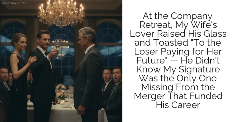 At the Company Retreat, My Wife's Lover Raised His Glass and Toasted "To the Loser Paying for Her Future" — He Didn't Know My Signature Was the Only One Missing From the Merger That Funded His Career