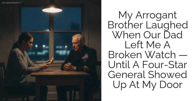 My Arrogant Brother Laughed When Our Dad Left Me A Broken Watch — Until A Four-Star General Showed Up At My Door