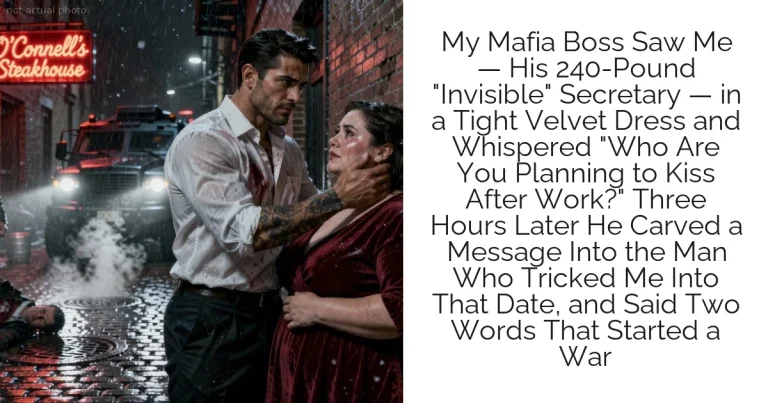 My Mafia Boss Saw Me — His 240-Pound "Invisible" Secretary — in a Tight Velvet Dress and Whispered "Who Are You Planning to Kiss After Work?" Three Hours Later He Carved a Message Into the Man Who Tricked Me Into That Date, and Said Two Words That Started a War