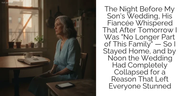 The Night Before My Son's Wedding, His Fiancée Whispered That After Tomorrow I Was "No Longer Part of This Family" — So I Stayed Home, and by Noon the Wedding Had Completely Collapsed for a Reason That Left Everyone Stunned
