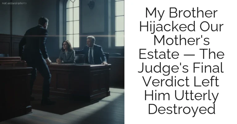 My Brother Hijacked Our Mother's Estate — The Judge's Final Verdict Left Him Utterly Destroyed