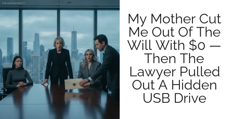 My Mother Cut Me Out Of The Will With $0 — Then The Lawyer Pulled Out A Hidden USB Drive