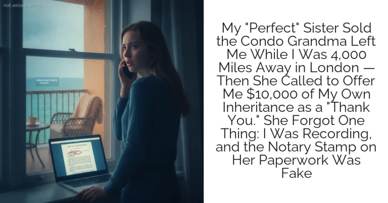 My "Perfect" Sister Sold the Condo Grandma Left Me While I Was 4,000 Miles Away in London — Then She Called to Offer Me $10,000 of My Own Inheritance as a "Thank You." She Forgot One Thing: I Was Recording, and the Notary Stamp on Her Paperwork Was Fake