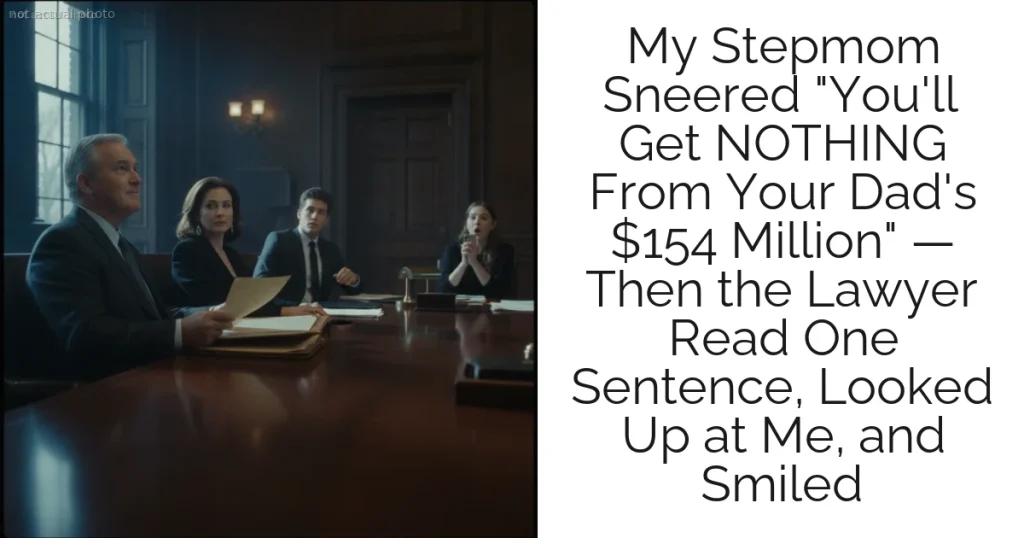 My Stepmom Sneered "You'll Get NOTHING From Your Dad's $154 Million" — Then the Lawyer Read One Sentence, Looked Up at Me, and Smiled