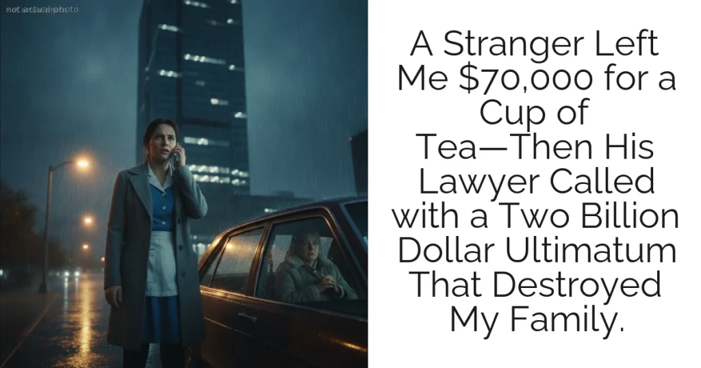A Stranger Left Me $70,000 for a Cup of Tea—Then His Lawyer Called with a Two Billion Dollar Ultimatum That Destroyed My Family.