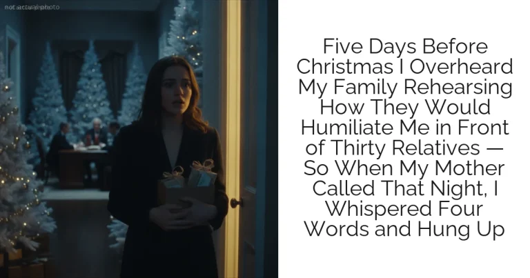 Five Days Before Christmas I Overheard My Family Rehearsing How They Would Humiliate Me in Front of Thirty Relatives — So When My Mother Called That Night, I Whispered Four Words and Hung Up
