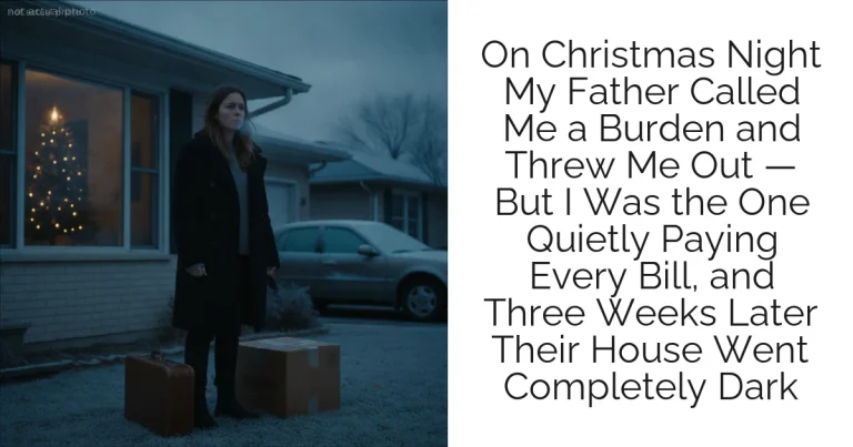 On Christmas Night My Father Called Me a Burden and Threw Me Out — But I Was the One Quietly Paying Every Bill, and Three Weeks Later Their House Went Completely Dark