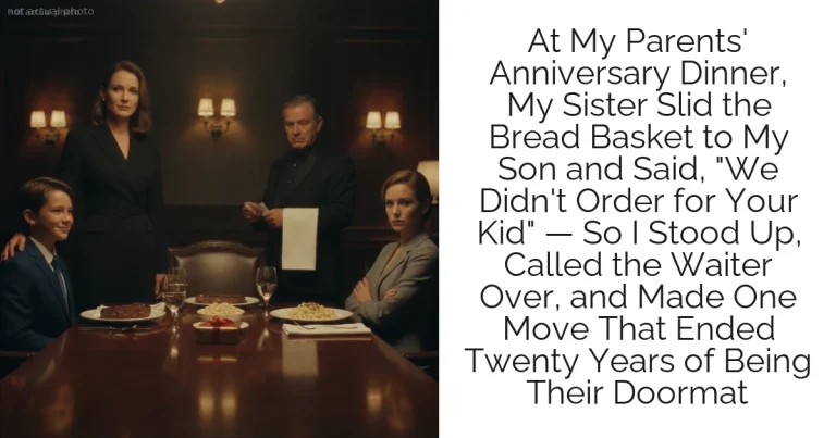 At My Parents' Anniversary Dinner, My Sister Slid the Bread Basket to My Son and Said, "We Didn't Order for Your Kid" — So I Stood Up, Called the Waiter Over, and Made One Move That Ended Twenty Years of Being Their Doormat