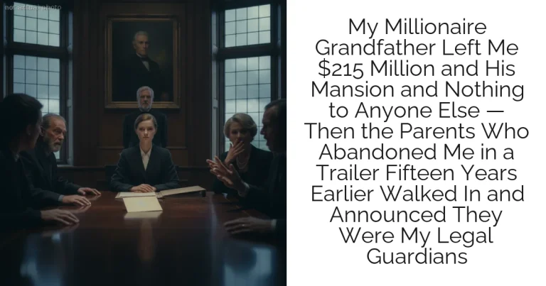 My Millionaire Grandfather Left Me $215 Million and His Mansion and Nothing to Anyone Else — Then the Parents Who Abandoned Me in a Trailer Fifteen Years Earlier Walked In and Announced They Were My Legal Guardians