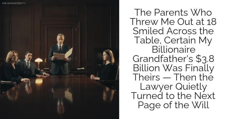 The Parents Who Threw Me Out at 18 Smiled Across the Table, Certain My Billionaire Grandfather's $3.8 Billion Was Finally Theirs — Then the Lawyer Quietly Turned to the Next Page of the Will