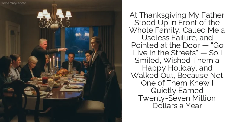 At Thanksgiving My Father Stood Up in Front of the Whole Family, Called Me a Useless Failure, and Pointed at the Door — "Go Live in the Streets" — So I Smiled, Wished Them a Happy Holiday, and Walked Out, Because Not One of Them Knew I Quietly Earned Twenty-Seven Million Dollars a Year