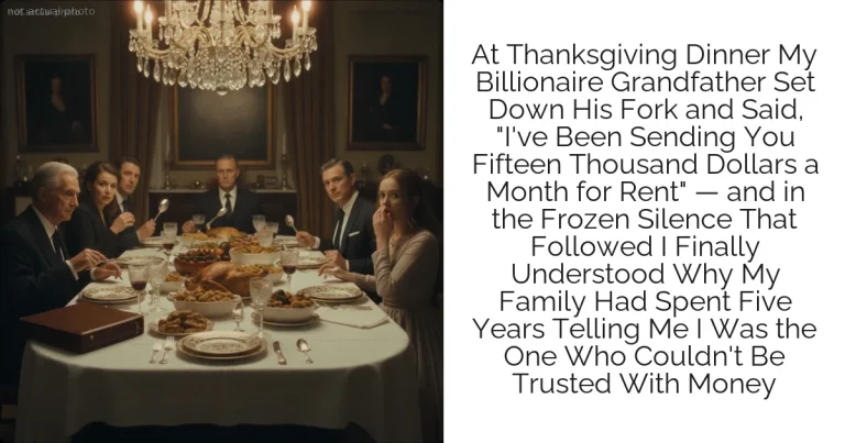 At Thanksgiving Dinner My Billionaire Grandfather Set Down His Fork and Said, "I've Been Sending You Fifteen Thousand Dollars a Month for Rent" — and in the Frozen Silence That Followed I Finally Understood Why My Family Had Spent Five Years Telling Me I Was the One Who Couldn't Be Trusted With Money
