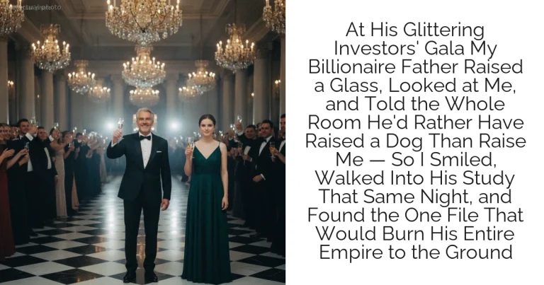 At His Glittering Investors' Gala My Billionaire Father Raised a Glass, Looked at Me, and Told the Whole Room He'd Rather Have Raised a Dog Than Raise Me — So I Smiled, Walked Into His Study That Same Night, and Found the One File That Would Burn His Entire Empire to the Ground