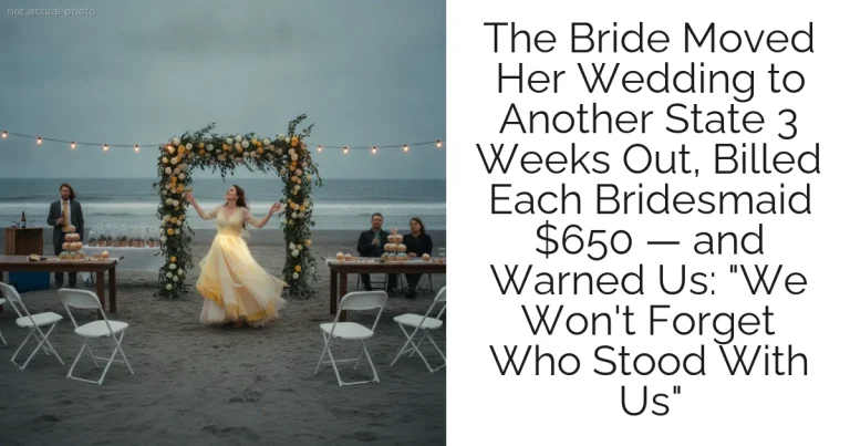The Bride Moved Her Wedding to Another State 3 Weeks Out, Billed Each Bridesmaid $650 — and Warned Us: "We Won't Forget Who Stood With Us"
