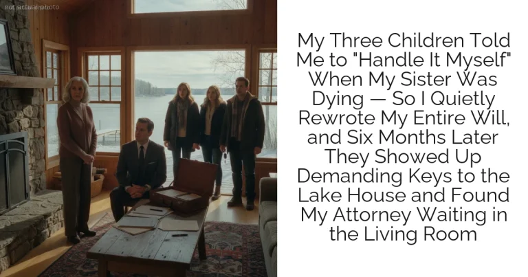 My Three Children Told Me to "Handle It Myself" When My Sister Was Dying — So I Quietly Rewrote My Entire Will, and Six Months Later They Showed Up Demanding Keys to the Lake House and Found My Attorney Waiting in the Living Room