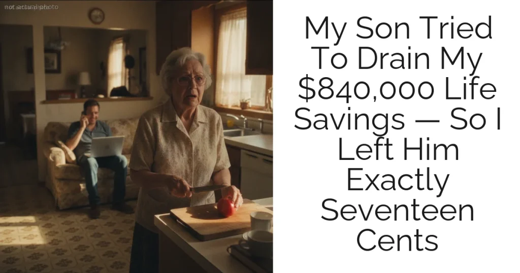 My Son Tried To Drain My $840,000 Life Savings — So I Left Him Exactly Seventeen Cents
